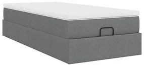Estrutura cama otomana colchão 100x200cm tecido cinzento escuro