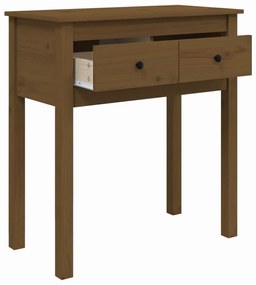 Mesa consola 70x35x75 cm madeira de pinho maciça castanho mel
