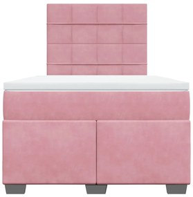 Cama boxspring com colchão 120x200 cm veludo rosa