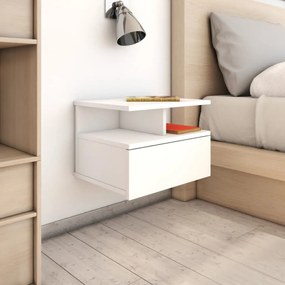 800405 vidaXL Mesa de cabeceira suspensa 40x31x27 cm contraplacado branco
