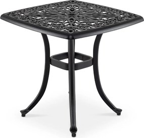 Mesa Jardim em alumínio fundido quadrada 54 x 54 x 53 cm, resistente a todas as condições meteorológicas, com orifício para guarda-sol; resistente à o
