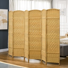 Biombo Dobrável de 6 Painéis Divisor de Ambientes 270x180 cm Ecrã de Privacidade de Polipropileno Madeira