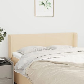 Cabeceira de cama c/ abas tecido 147x16x78/88 cm creme