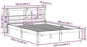 Estrutura de cama com cabeceira 160x200 cm pinho maciço