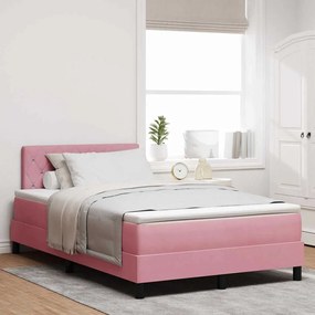 vidaXL Cama Box Spring LED com colchão Rosa 120 x 200 cm Veludo