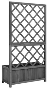 Vaso com treliça para jardim 70x30x135 cm abeto maciço preto