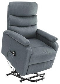 vidaXL Poltrona elevatória de massagens tecido cinzento-claro