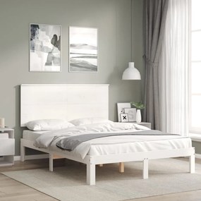 Cama sem colchão 140x200 cm madeira de pinho maciça branco