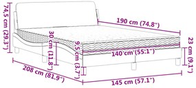 Cama com colchão 140x190 cm tecido cinzento-claro