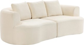Sofá de 3 Lugares, 260 x 106 x 82 cm, Assento Largo, Creme