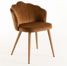 Cadeira de Jantar Menpu em Veludo - Castanho - Design Nórdico