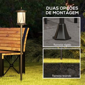 Candeeiro Solar Candeeiro de Exterior com Painel Solar Ligar e Desligar Automático Impermeável IP44 17x17x127 cm Preto