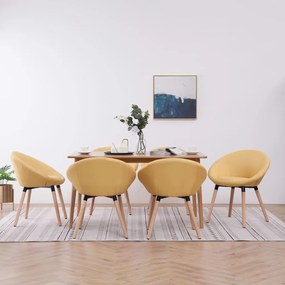 vidaXL Cadeiras de jantar 6 pcs tecido amarelo