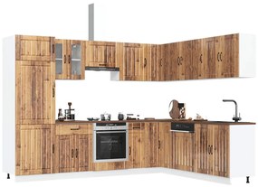 vidaXL 14 peças armário de cozinha conjunto Lucca madeira velha