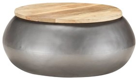 Mesa de centro 68x68x30 cm madeira de mangueira maciça cinzento