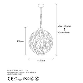 Candeeiro Chandelier Endustriyel – Multicolor – 41 x 41 x 64 cm
