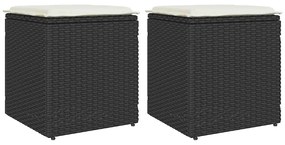 Bancos de jardim com almofadas 2 unid 40x40x43 cm vime PE preto