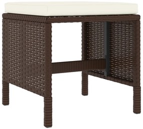 6 pcs conjunto jantar p/ jardim c/ almofadões vime PE castanho