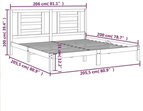 Estrutura de cama 200x200 cm pinho maciço branco