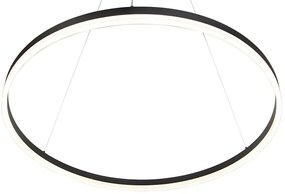 Candeeiro de suspensão design preto 80 cm com LED regulável em 3 níveis - Anello