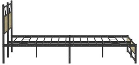 Estrutura de cama sem colchão 180x200cm metal carvalho sonoma