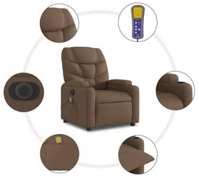 Poltrona elétrica elevatória massagens tecido castanho