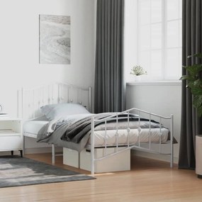 vidaXL Estrutura de cama com cabeceira e pés 100x190 cm metal branco