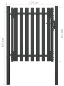 Portão de cerca para jardim 1x1,5 m aço antracite