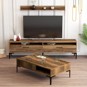 Conjunto de Mobiliário de Sala Istanbul – Nogueira – TV: 180x47x35 cm,
