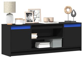vidaXL Móvel de TV com luzes LED derivados de madeira preto