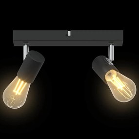 Spotlight de Teto Ajustável em Dois Sentidos Preto E27