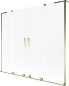 Mexen Velar L Duo paravana de banheira 2 painéis deslizantes 200 x 150 cm, fosco, dourado - 896-200-003-32-50
