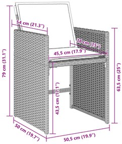 Conjunto de Jantar para o Jardim de 5 Peças com Almofadas Cinza Claro