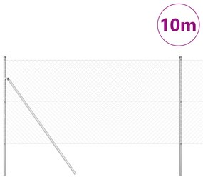 Cerca de Corrente com 7 Postes 1x10 m Aço Galvanizado