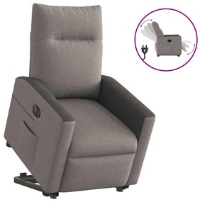 vidaXL Poltrona reclinável elevatória elétrica cinza-acastanhado