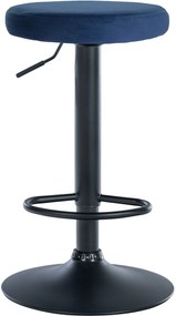 Banco de bar Ponte em veludo e com estrutura preta 38,5 x 60-81 x 38,5 cm Azul