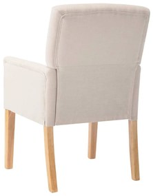 Cadeiras de jantar com apoio de braços 4 pcs tecido bege