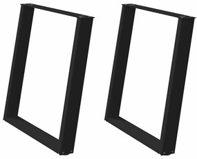 Pés de mesa de jantar em forma de U, 2 peças, preto, 70 x (72-73) cm,