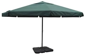Guarda-sol de jardim em alumínio com base portátil verde