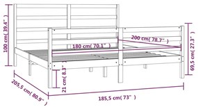 Estrutura de cama Super King 180x200 cm pinho maciço branco