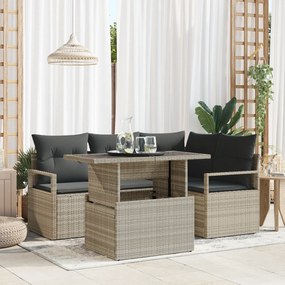Conjunto de Sofá de Jardim vidaXL de 5 Peças com Almofadas Cinzento Cl