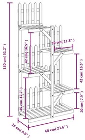 Suporte de plantas 60x25x130 cm madeira de abeto maciça
