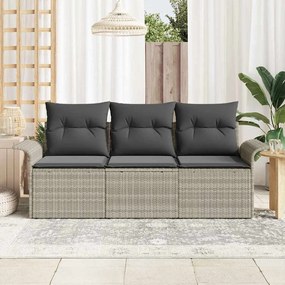 Conjunto de Sofás de Jardim vidaXL com Almofadas Cinza Claro Vime Poli