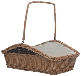 286989  Firewood Basket with Handle 61,5x46,5x58 cm Brown Willow