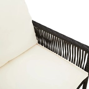 Bancos de bar com almofadões para jardim 2 pcs vime PE preto