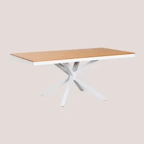 Mesa De Jardim Retangular 180x100 Cm Em Madeira De Eucalipto E Alumínio Archer Gardénia Branco - Sklum