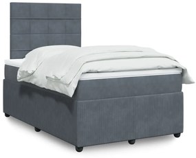 Cama boxspring com colchão 120x190 cm veludo cinzento-escuro