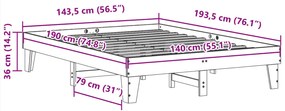 Cama sem colchão 140x190 cm madeira de pinho maciça