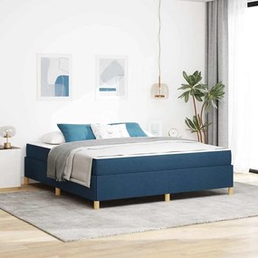 vidaXL Cama Box com colchão Azul e Branco 180 x 200 cm tecido