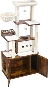 Arranhador gatos 2 em 1 com cavidade para descansar 80 x 49 x 170 cm casinha para gatos castanho